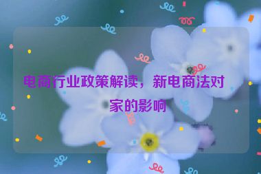 電商行業(yè)政策解讀，新電商法對商家的影響
