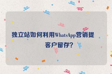 獨(dú)立站如何利用WhatsApp營(yíng)銷提升客戶留存？