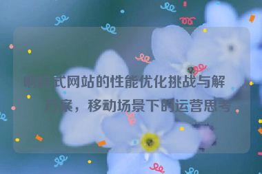 響應(yīng)式網(wǎng)站的性能優(yōu)化挑戰(zhàn)與解決方案，移動(dòng)場景下的運(yùn)營思考