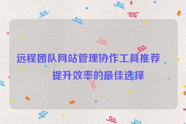 遠(yuǎn)程團(tuán)隊網(wǎng)站管理協(xié)作工具推薦，提升效率的最佳選擇