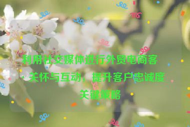 利用社交媒體進(jìn)行外貿(mào)電商客戶關(guān)懷與互動，提升客戶忠誠度的關(guān)鍵策略