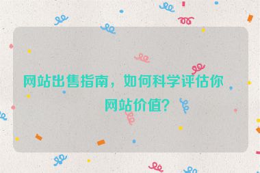 網(wǎng)站出售指南，如何科學(xué)評(píng)估你的網(wǎng)站價(jià)值？