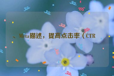、Meta描述，提高點(diǎn)擊率（CTR）