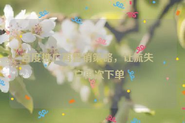百度推廣再營銷策略，讓流失用戶再次下單