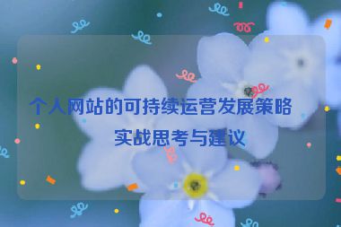 個(gè)人網(wǎng)站的可持續(xù)運(yùn)營(yíng)發(fā)展策略，實(shí)戰(zhàn)思考與建議
