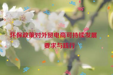 環(huán)保政策對外貿(mào)電商可持續(xù)發(fā)展的要求與踐行