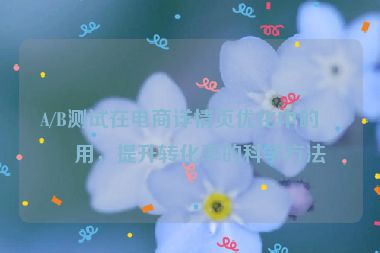 A/B測(cè)試在電商詳情頁(yè)優(yōu)化中的應(yīng)用，提升轉(zhuǎn)化率的科學(xué)方法