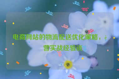 電商網(wǎng)站的物流配送優(yōu)化策略，運營實戰(zhàn)經(jīng)驗談