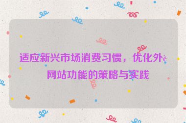 適應(yīng)新興市場(chǎng)消費(fèi)習(xí)慣，優(yōu)化外貿(mào)網(wǎng)站功能的策略與實(shí)踐