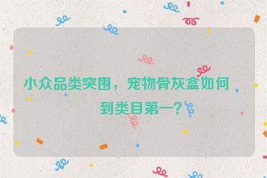 小眾品類突圍，寵物骨灰盒如何做到類目第一？
