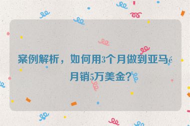 案例解析，如何用3個(gè)月做到亞馬遜月銷5萬(wàn)美金？