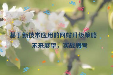 基于新技術(shù)應(yīng)用的網(wǎng)站升級策略與未來展望，實戰(zhàn)思考
