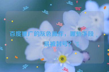 百度推廣的灰色操作，哪些手段容易被封號？