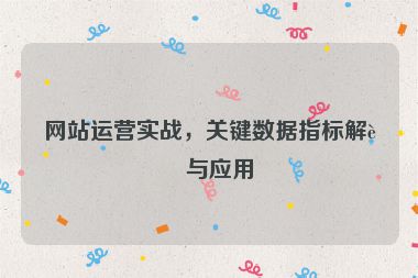 網(wǎng)站運(yùn)營(yíng)實(shí)戰(zhàn)，關(guān)鍵數(shù)據(jù)指標(biāo)解讀與應(yīng)用
