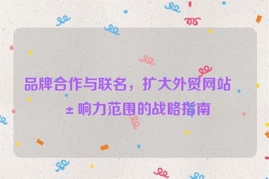 品牌合作與聯(lián)名，擴(kuò)大外貿(mào)網(wǎng)站影響力范圍的戰(zhàn)略指南