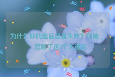 為什么你的選品總是失敗？可能是忽略了這3個(gè)關(guān)鍵點(diǎn)