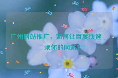 廣州網(wǎng)站推廣，如何讓百度快速收錄你的網(wǎng)站？
