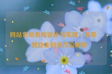 網(wǎng)站會(huì)員系統(tǒng)設(shè)計(jì)與實(shí)現(xiàn)，從架構(gòu)到安全的全方位解析