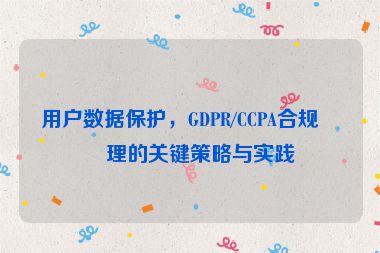 用戶數(shù)據(jù)保護(hù)，GDPR/CCPA合規(guī)管理的關(guān)鍵策略與實(shí)踐