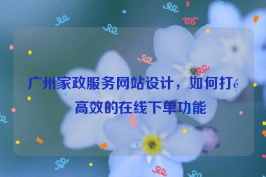廣州家政服務(wù)網(wǎng)站設(shè)計(jì)，如何打造高效的在線下單功能