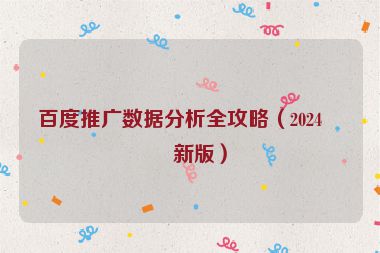 百度推廣數(shù)據(jù)分析全攻略（2024最新版）