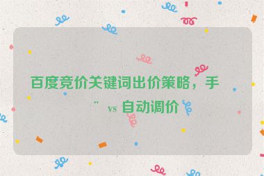 百度競價關(guān)鍵詞出價策略，手動 vs 自動調(diào)價