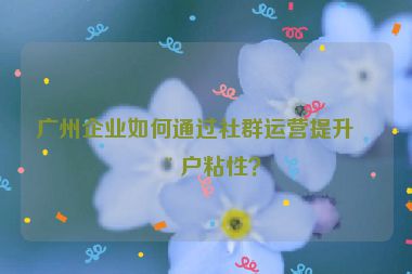 廣州企業(yè)如何通過社群運(yùn)營(yíng)提升用戶粘性？