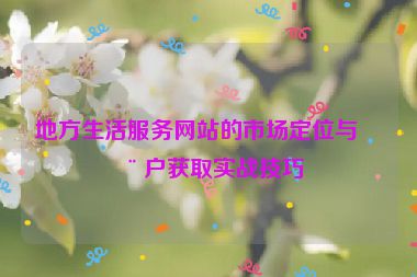 地方生活服務(wù)網(wǎng)站的市場(chǎng)定位與用戶(hù)獲取實(shí)戰(zhàn)技巧