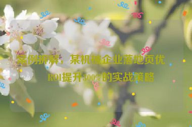 案例拆解，某機械企業(yè)落地頁優(yōu)化ROI提升300%的實戰(zhàn)策略